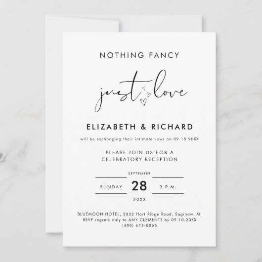 Wronkzinnig script niets Fancy gewoon liefdeshuwel Kaart (Voorkant)