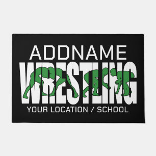 Wruiend team ADD-TEKST School Varsity Wrestler Deurmat