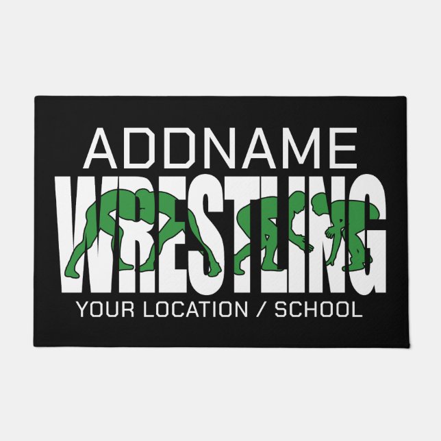Wruiend team ADD-TEKST School Varsity Wrestler Deurmat (Voorkant)