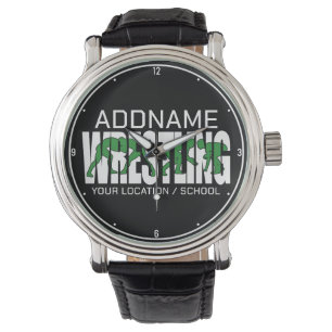 Wruiend team ADD-TEKST School Varsity Wrestler Horloge