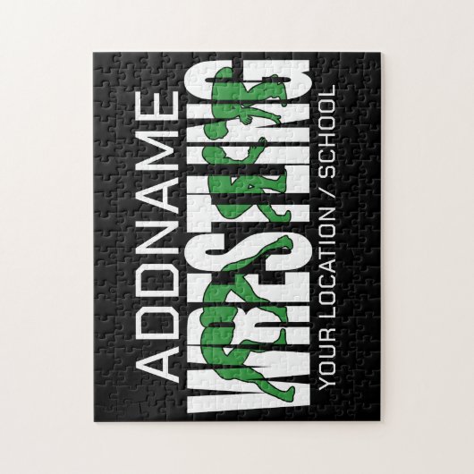 Wruiend team ADD-TEKST School Varsity Wrestler Legpuzzel (Verticaal)