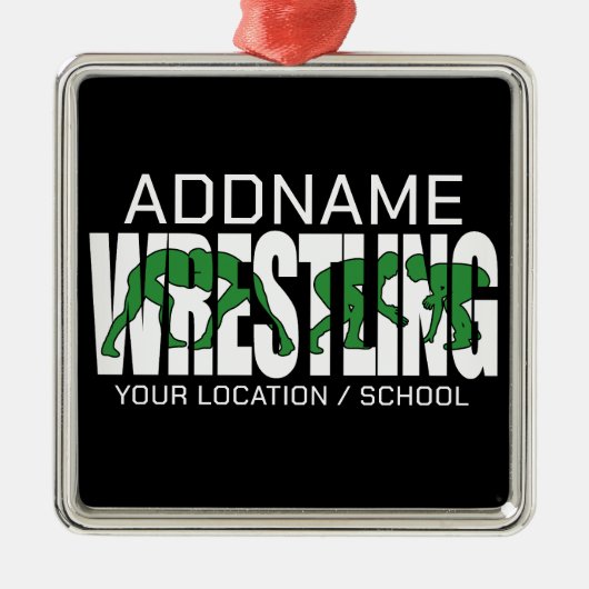Wruiend team ADD-TEKST School Varsity Wrestler Metalen Ornament (Voorkant)