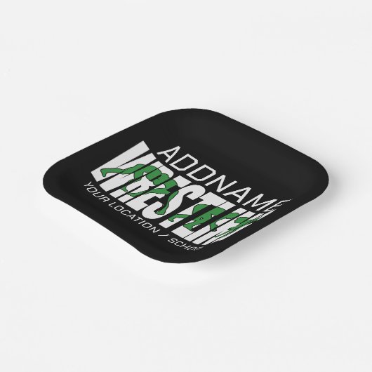 Wruiend team ADD-TEKST School Varsity Wrestler Papieren Bordje (Gebogen)