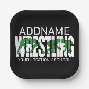Wruiend team ADD-TEKST School Varsity Wrestler Papieren Bordje