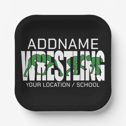 Wruiend team ADD-TEKST School Varsity Wrestler Papieren Bordje (Voorkant)