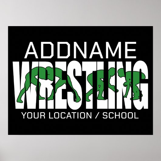 Wruiend team ADD-TEKST School Varsity Wrestler Poster (Voorkant)