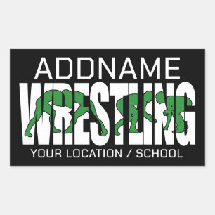 Wruiend team ADD-TEKST School Varsity Wrestler Rechthoekige Sticker