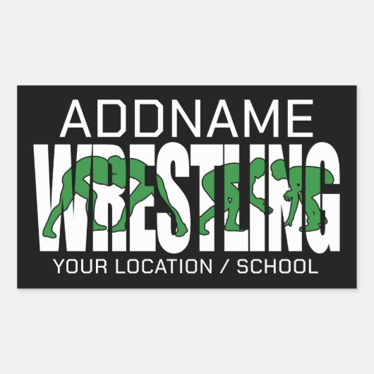 Wruiend team ADD-TEKST School Varsity Wrestler Rechthoekige Sticker (Voorkant)