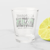 Wruiend team ADD-TEKST School Varsity Wrestler Shot Glas (Achterkant)