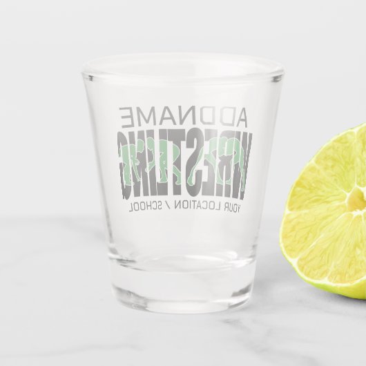 Wruiend team ADD-TEKST School Varsity Wrestler Shot Glas (Achterkant)