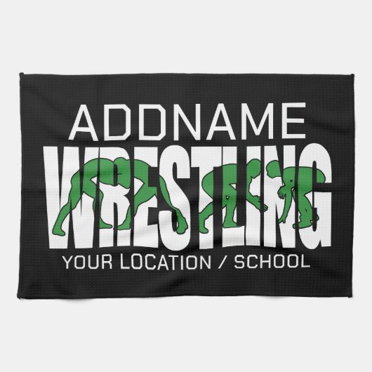 Wruiend team ADD-TEKST School Varsity Wrestler Theedoek (Horizontaal)
