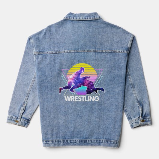 Wruiende Sportretro  Vaporwave 90 s Wrest Denim Jacket (Achterkant)