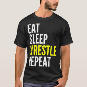 Wrukler Eat Sleep Wrestle Herhaal T-shirt