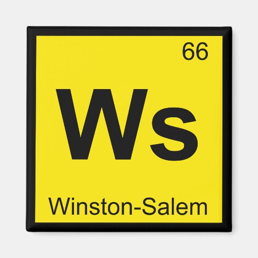 Ws - Winston-Salem North Carolina Chemistry Symbol Magneet (Voorkant)
