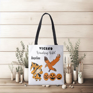 Wschopende zwerfgetuige gepersonaliseerd Halloween Tote Bag