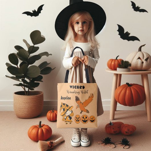 Wschopende zwerfgetuige gepersonaliseerd Halloween Tote Bag