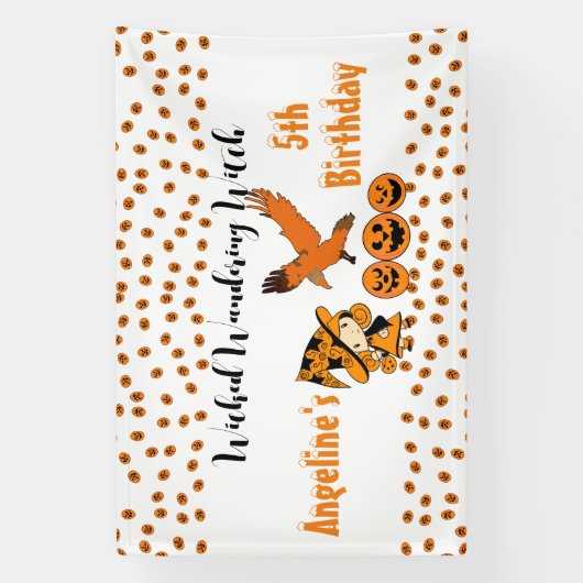 Wschoppen Wandering Witch Halloween Jack Birthday  Spandoek (Verticaal)