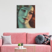 WT Benda Mooie Art Deco Lady Diptiek Canvas Afdruk (Insitu (Woonkamer))