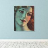 WT Benda Mooie Art Deco Lady Diptiek Canvas Afdruk (Insitu (Houten vloer))
