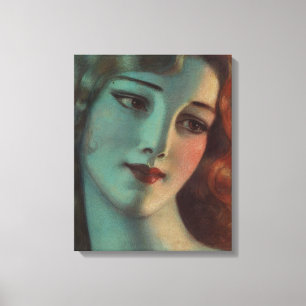 WT Benda Mooie Art Deco Lady Diptiek Canvas Afdruk