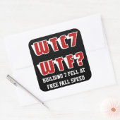 WTC 7 WTF? in het zwart Vierkante Sticker (Envelop)
