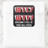 WTC 7 WTF? in het zwart Vierkante Sticker (Tas)