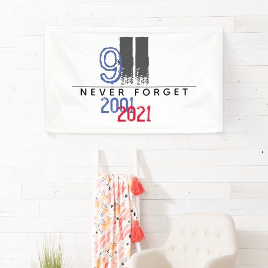 WTC 911 Patriottisch Vergeet nooit 20e Jubileum Spandoek (Insitu)
