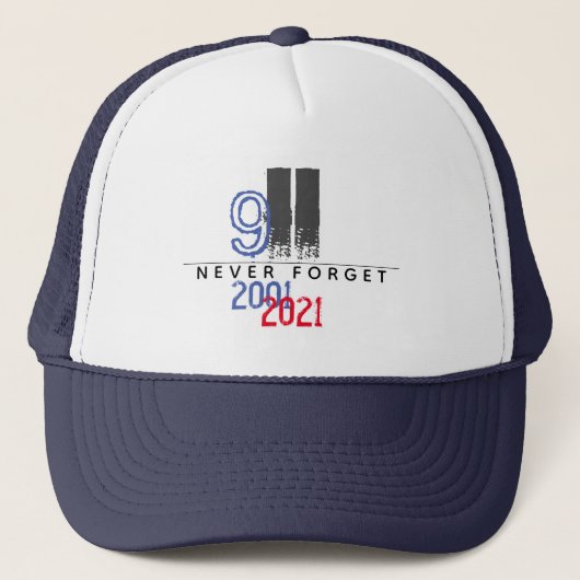 WTC 911 Patriottisch Vergeet nooit 20e Jubileum Trucker Pet (Voorkant)