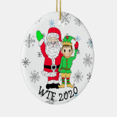 WTF 2020 Santa en Elf in de Facemask Keramisch Ornament (Rechts)