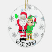 WTF 2020 Santa en Elf in de Facemask Keramisch Ornament (Links)