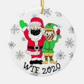 WTF 2020 Santa en Elf in de Facemask Keramisch Ornament (Voorkant)