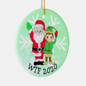 WTF 2020 Santa en Elf in de Facemask Keramisch Ornament (Rechts)