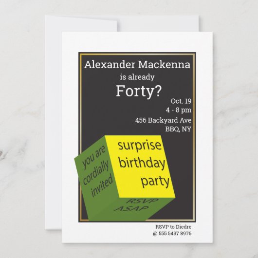 wtf 40th Birthday Party Funny Mannen Birthday Kaart (Achterkant)