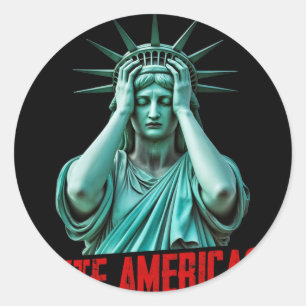 Wtf Amerika Standbeeld Van Vrijheid Anti-trump Pol Ronde Sticker
