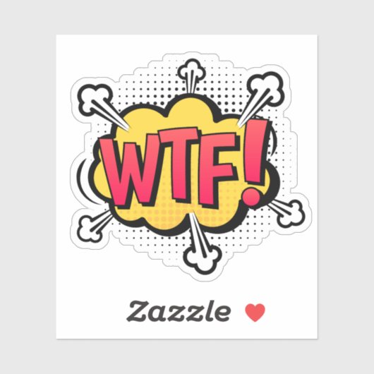 WTF! Comic Retro Pop Art Speech Bubble Laptop Sticker (Vel)