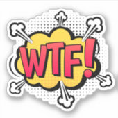 WTF! Comic Retro Pop Art Speech Bubble Laptop Sticker (Voorkant)