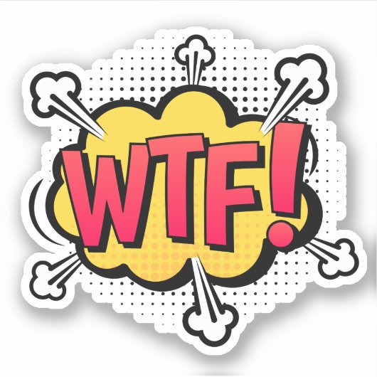 WTF! Comic Retro Pop Art Speech Bubble Laptop Sticker (Voorkant)