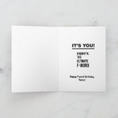 WTF, die 40 wordt, Grappige 40e verjaardag Kaart (Binnen)