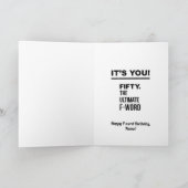 WTF, die 50 wordt, Grappige 50ste verjaardag Kaart (Binnen)