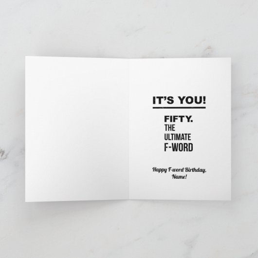 WTF, die 50 wordt, Grappige 50ste verjaardag Kaart (Binnen)