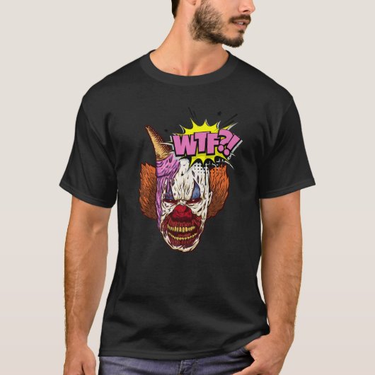 WTF Evil Clown Gezicht en Ice Cream Graphic T-shirt (Voorkant)