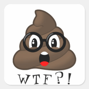 WTF Funny Poop Emoji with Glasses Sticker