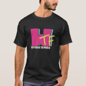 WTF Funny Retro 80's WTF ging met Muziek gebeuren T-shirt (Voorkant)