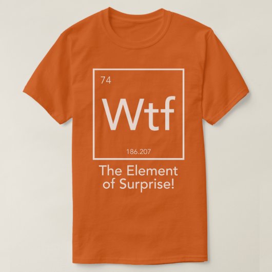 WTF Het element van verrassing honkbal T-shirt (Design voorkant)