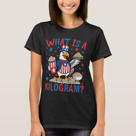 WTF is een Kilogram Grappig 4 juli Patriottische E T-shirt (Voorkant)