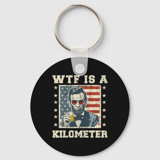WTF is een kilometer Abe Lincoln 4 juli grappig de Sleutelhanger (Voorkant)