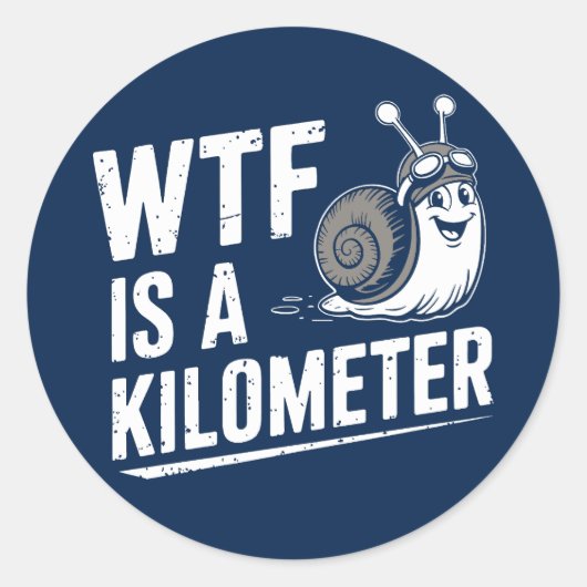 WTF is een kilometer Ronde Sticker (Voorkant)