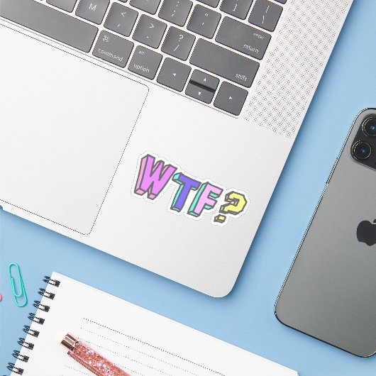 WTF? STICKER (Laptop met iPhone)