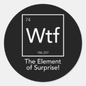 Wtf - The Element Of Surprise Funny Chemistry Elem Ronde Sticker (Voorkant)