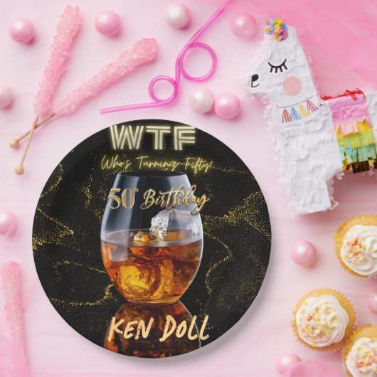 WTF Vijftig Mannen Papieren Bordje (Feest)